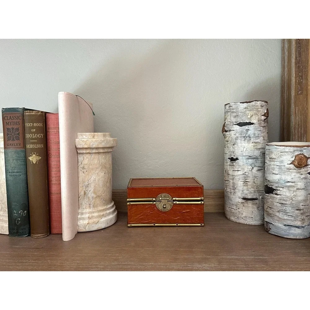 Vintage Bombay Co. Hinged Wood Brass Trinket Box - Antique Style